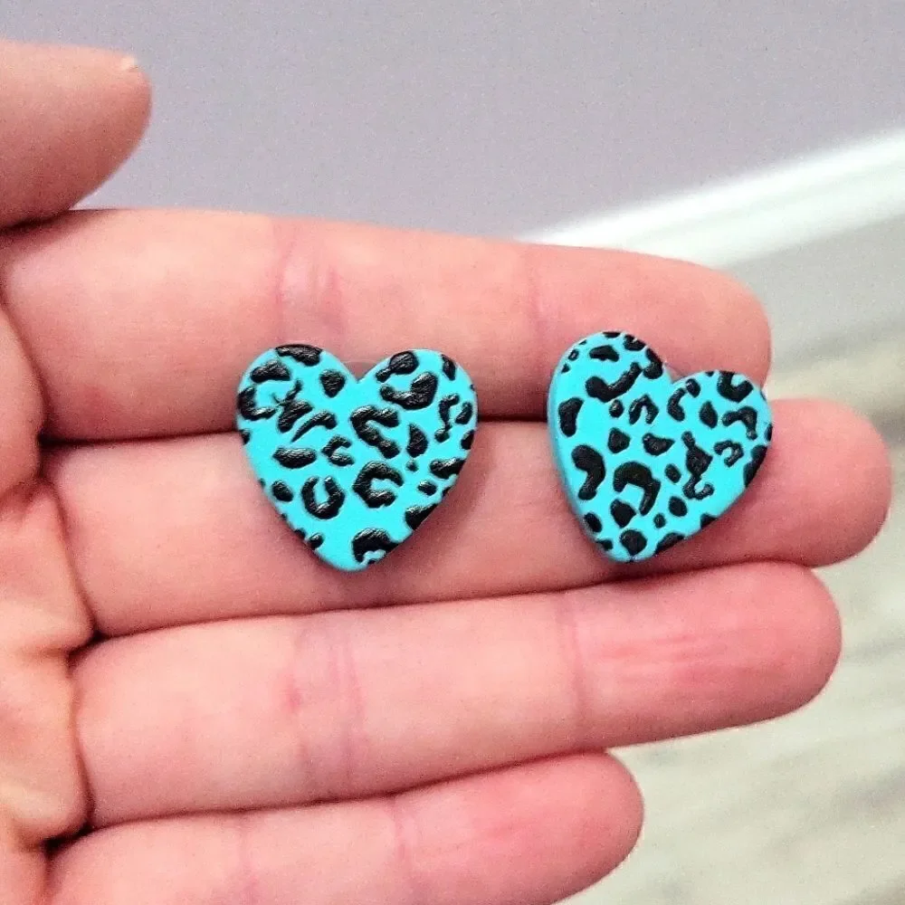 Heart shaped leoparddd earrings